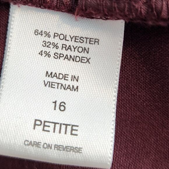 New York & Company Stretch Pants Size 16 Petite Maroon Straight Leg - Picture 6 of 6